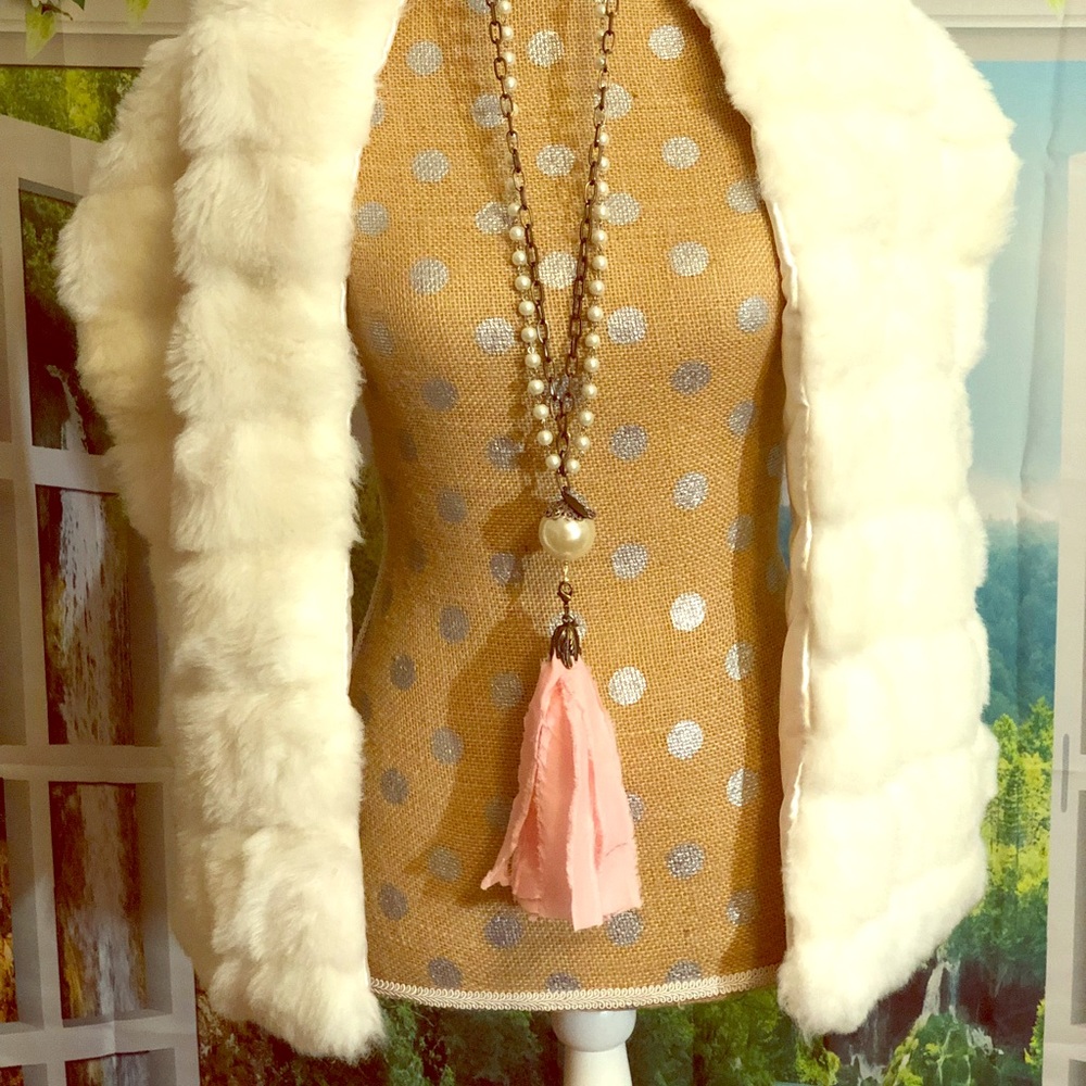 Faux fur stole, wrap, wedding jacket in white